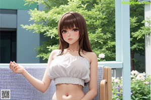 A girl standing in front of a book shelf in a room.