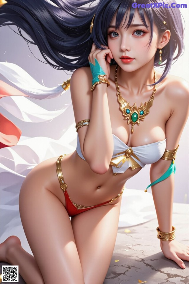Hentai - Under the Radiance of Celestial Grace Set.1 20250106 Part 2 No.6126dc A woman in a bikini sitting on the ground.