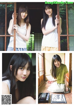 A couple of young women standing next to each other on a magazine cover.